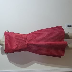 Isaac Mizrahi Red Striped Midi Dress